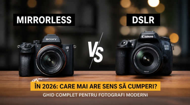 Mirrorless vs DSLR în 2026: care mai are sens să cumperi